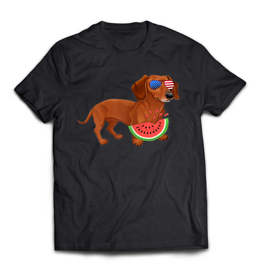 “Dachshund 4th of July Watermelon” T-Shirt – A Festive Tee for Dog and Summer Lovers